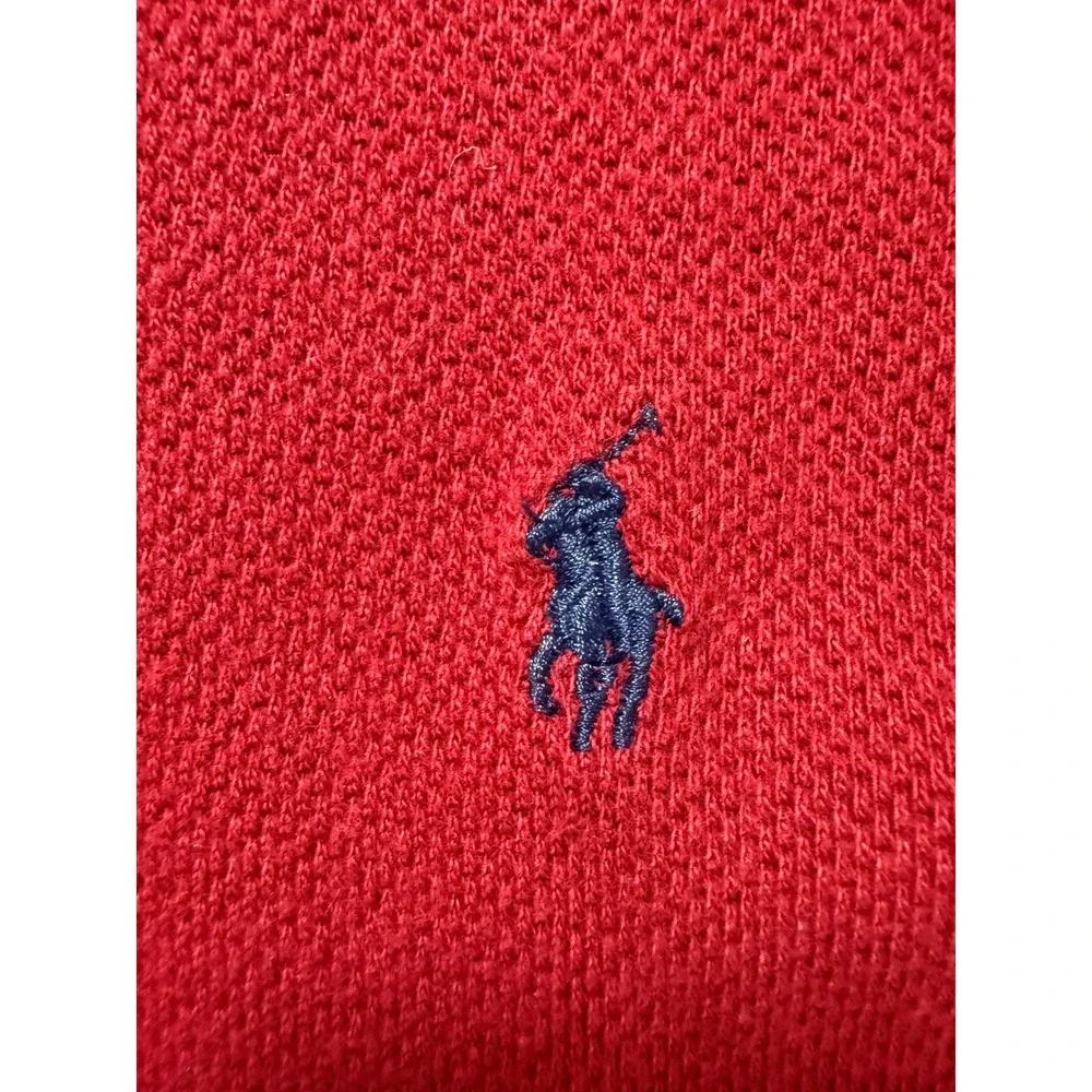 Polo Ralph Lauren Long Sleeve Polo Mens Large Red Vintage Cotton Pique‎ Shirt